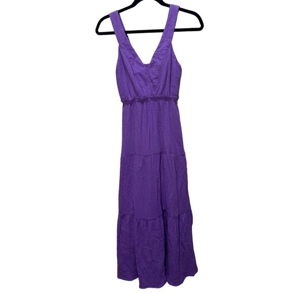 Steve Madden Amira Tiered Cotton Midi Dress - Dahlia Purple XS - Picture 2 of 8